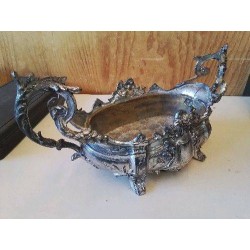 JARDINIÈRE DE TABLE EN METAL ARGENTÉ 