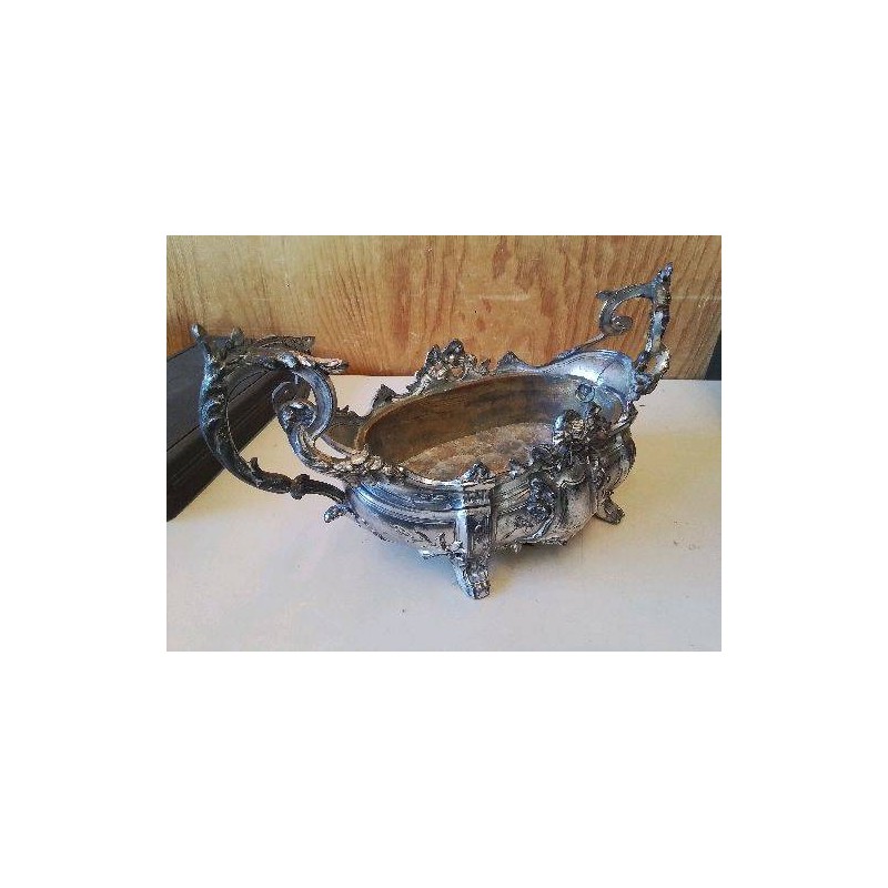 JARDINIÈRE DE TABLE EN METAL ARGENTÉ 