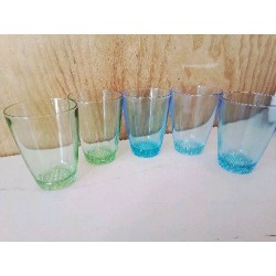 LOT DE 5 VERRES COLORÉS