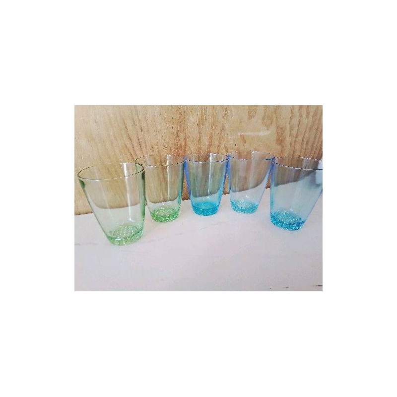 LOT DE 5 VERRES COLORÉS