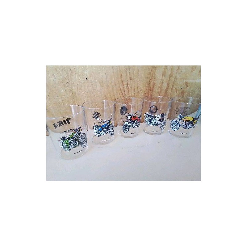 LOT DE 5 VERRES DECORS MOTO