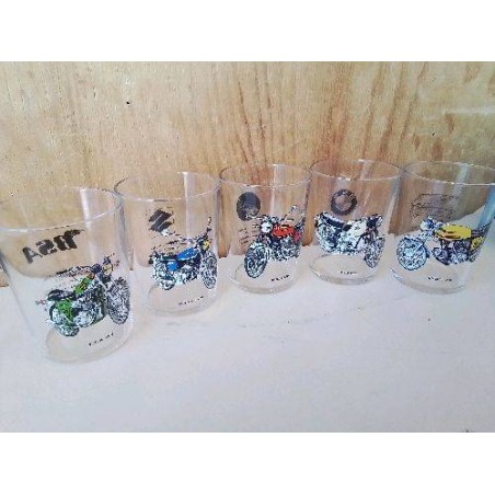 LOT DE 5 VERRES DECORS MOTO