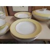 LOT DE 6 ASSIETTES CREUSES JAUNE ET DORÉ 
