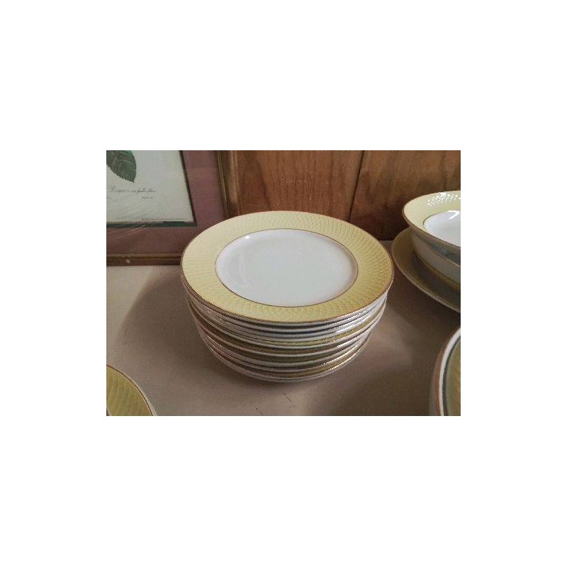 LOT DE 6 ASSIETTES PLATES JAUNE ET DORÉ 