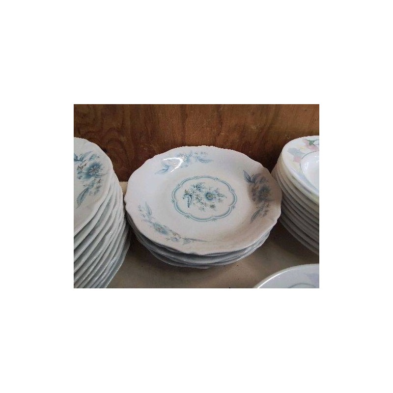 LOT DE 6 ASSIETTES EN PORCELAINE MOTIF FLORAL BLEU 