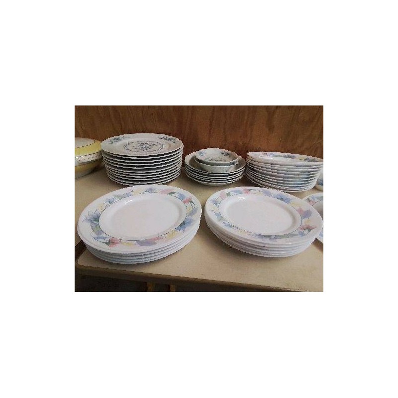 LOT DE 6 ASSIETTES PLATES ARCOPAL MOTIF FLORAL 