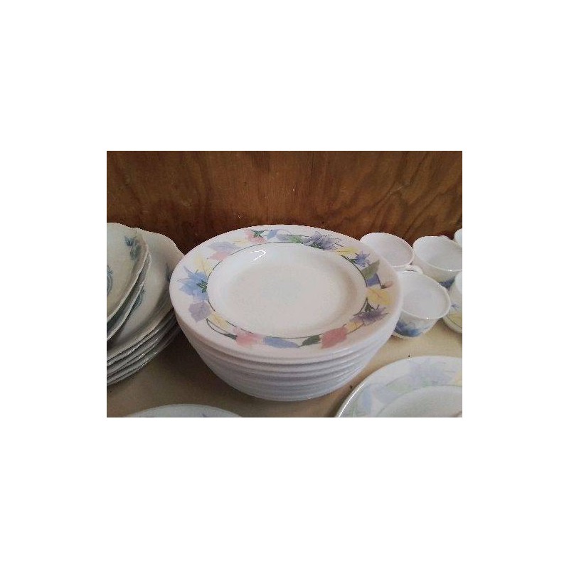 LOT DE 6 ASSIETTES CREUSES ARCOPAL MOTIF FLORAL 
