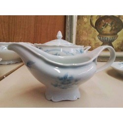 SAUCIÈRE EN PORCELAINE MOTIF FLORAL BLEU 