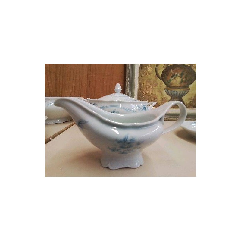 SAUCIÈRE EN PORCELAINE MOTIF FLORAL BLEU 