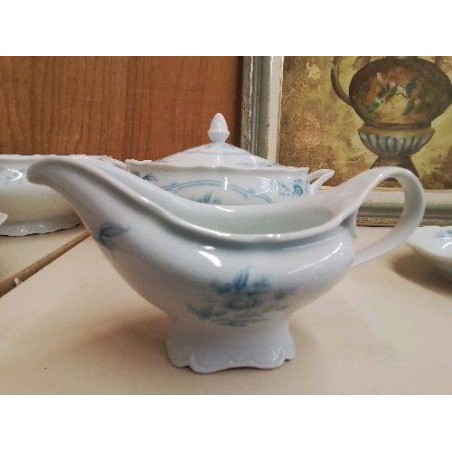 SAUCIÈRE EN PORCELAINE MOTIF FLORAL BLEU 