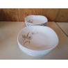 LOT DE 6 ASSIETTES CREUSES BLANCHE MOTIF FLORAL PORCELAINE 