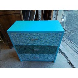 PETITE COMMODE BLEU MOTIF FLORAL 