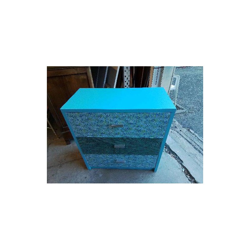 PETITE COMMODE BLEU MOTIF FLORAL 