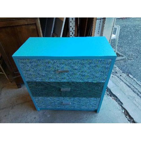 PETITE COMMODE BLEU MOTIF FLORAL 
