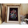 CADRE DORÉ PEINTURE SUR TAPISSERIE MOTIF FLORAL 
