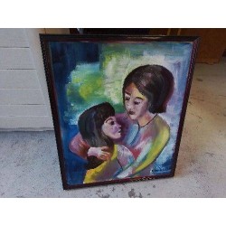 TOILE MODERNE ’UNE MERE ET SA FILLE’