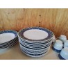 LOT DE 6 ASSIETTES PLATES MOTIF FLEURS BLEU 