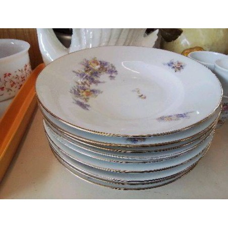 LOT DE 9 ASSIETTES EN PORCELAINE 