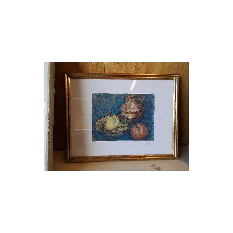 NATURE MORTE PASTELLE ET STYLO BILLE