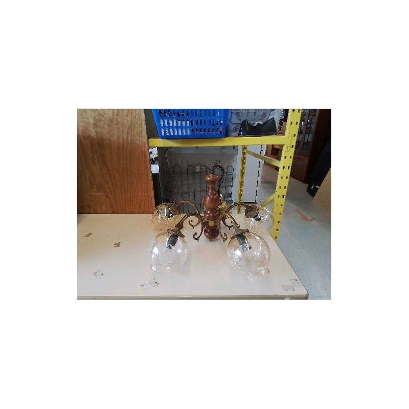 SUSPENSION EN BOIS ET VERRE 