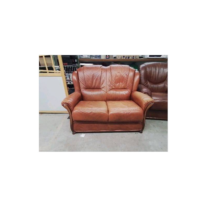 CANAPE REGEANCE 2 PLACES CUIR CARAMEL