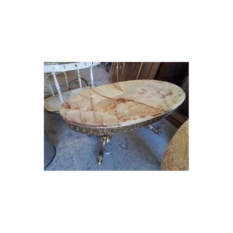 TABLE DE SALON ONYX ET ET LAITON STYLE LOUIS XVI 