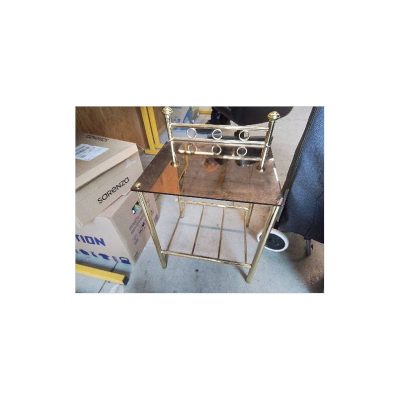 TABLE DE CHEVET LAITON ET VERRE
