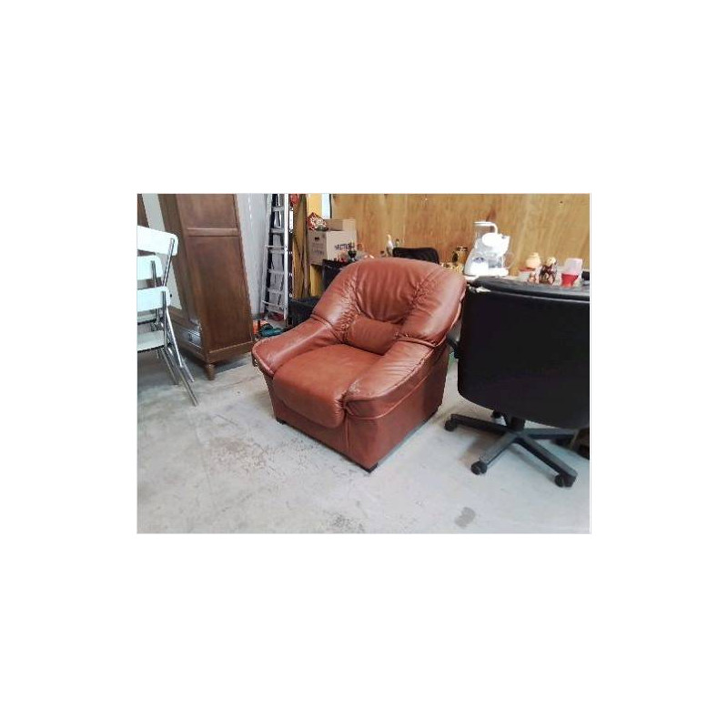 FAUTEUIL CUIR CARAMEL