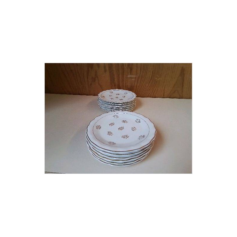 ASSIETTE À DESSERT EN PORCELAINE AVEC MOTIF FLORAL BORDURE DORÉ 