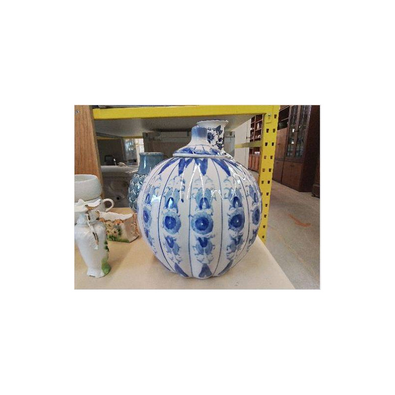 VASE BLEU FORME CITROUILLE 