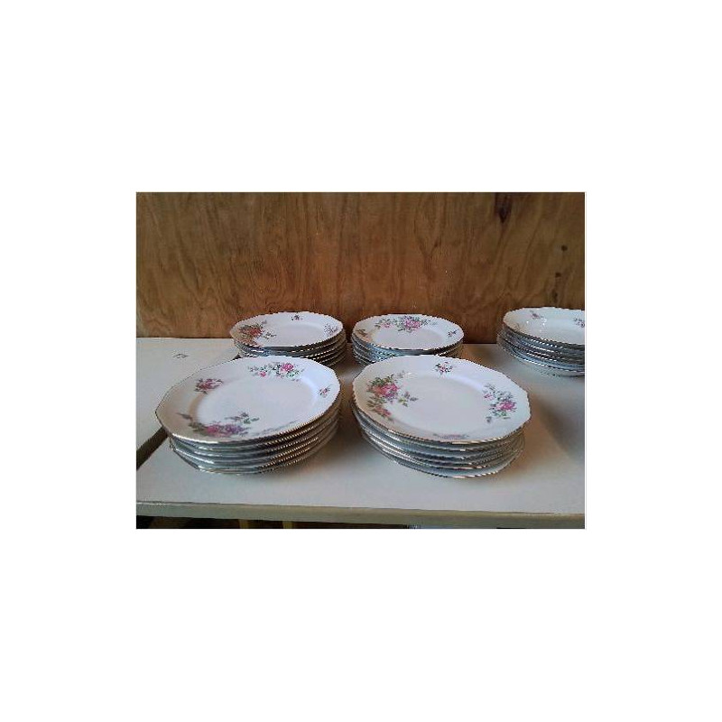 LOT DE 6 ASSIETTES PLATES EN PORCELAINE MOTIF FLORAL 
