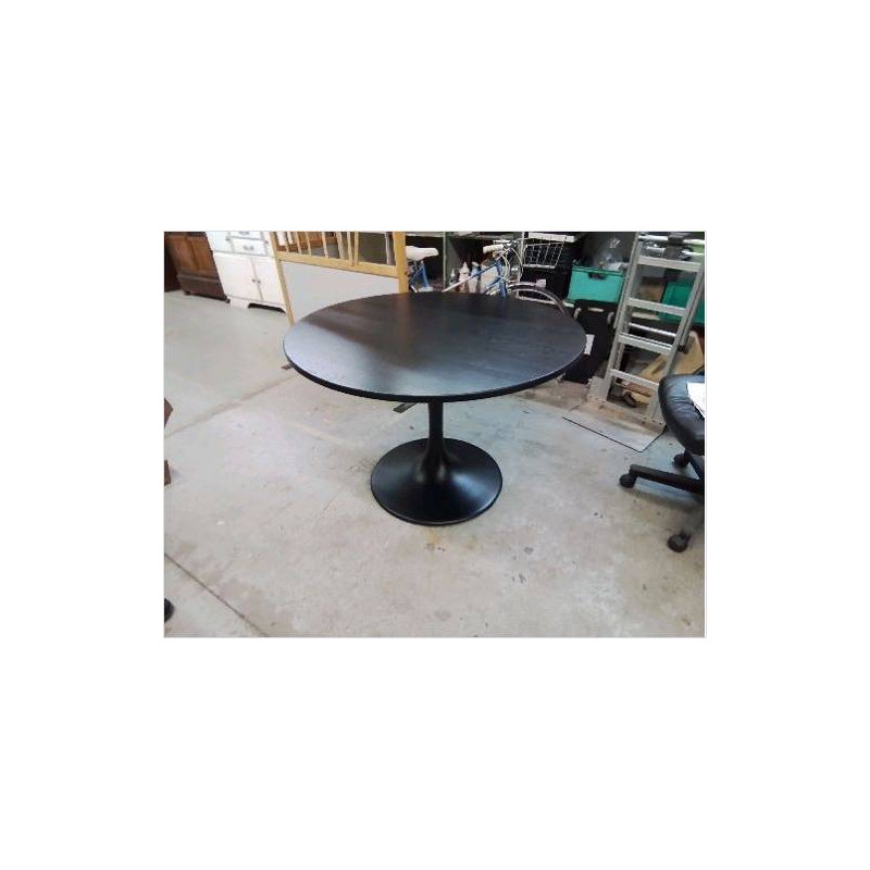 TABLE RONDE NOIR PIED CENTRALE EN FER