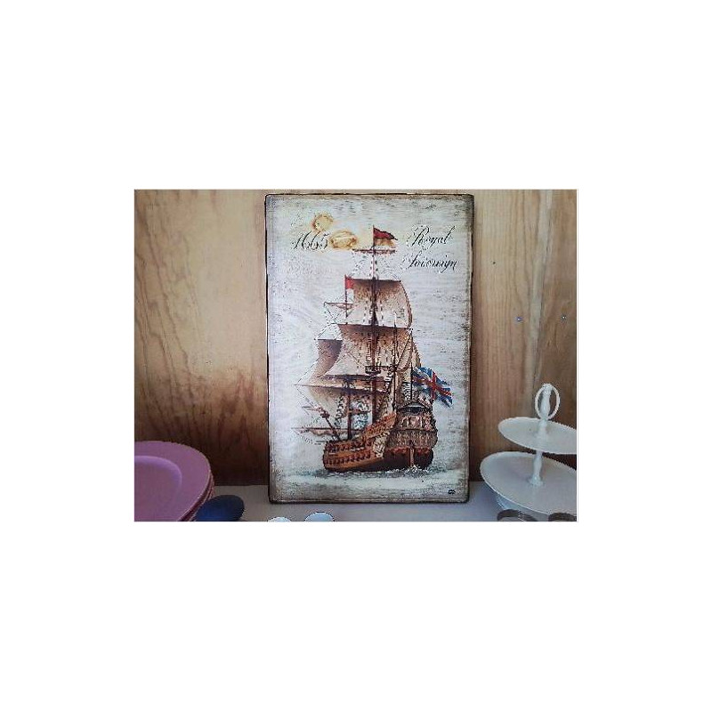 REPRÉSENTATION BATEAU SUR PANNEAU DE BOIS