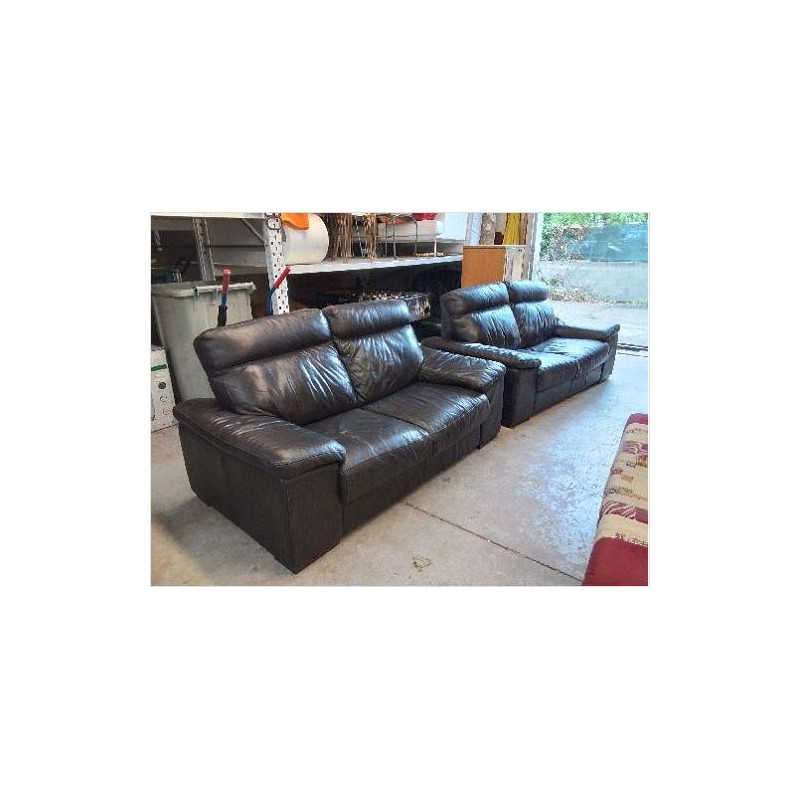 PETIT CANAPE CUIR CARAMEL 2 PLACES