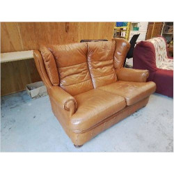PETIT CANAPE CUIR CARAMEL 2 PLACES