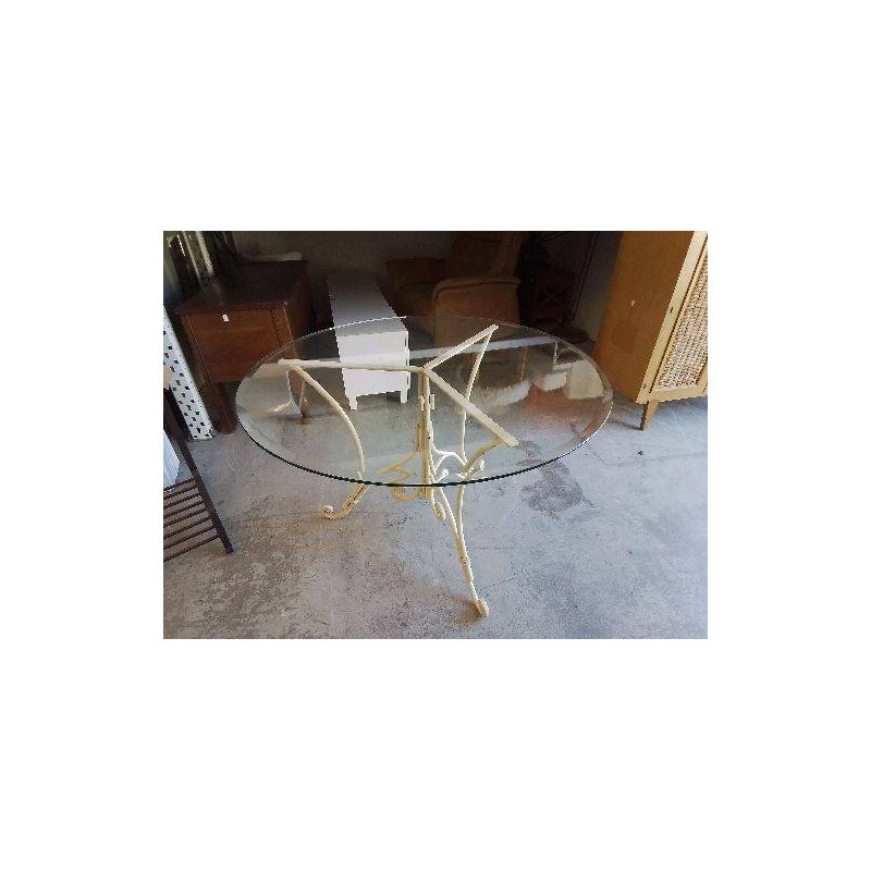 TABLE EN FER AVEC PLATEAU EN VERRE 