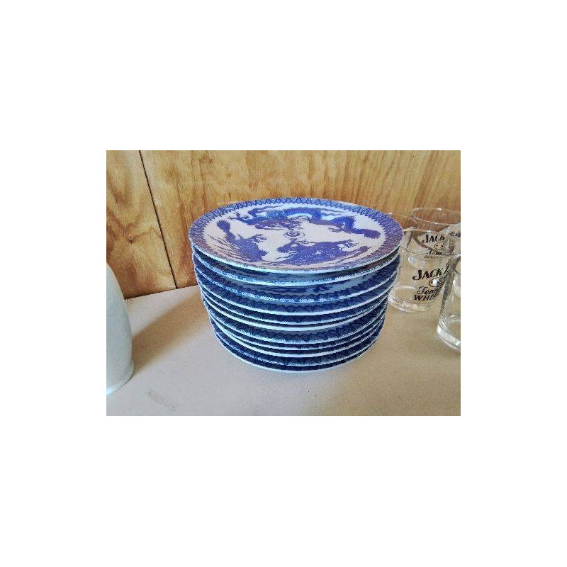 LOT DE 12 ASSIETTES EN PORCELAINE DECORS DRAGON