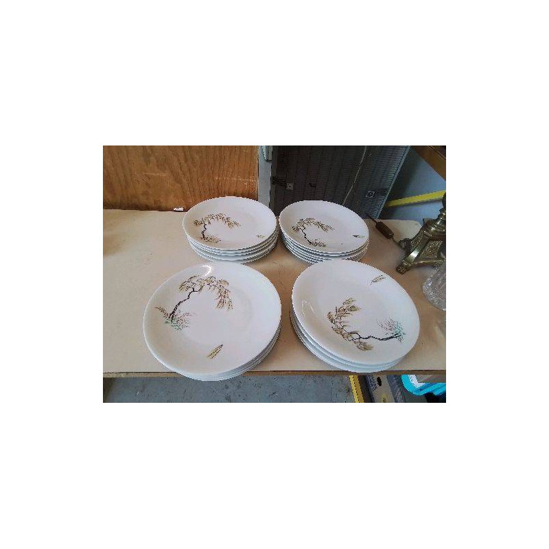 LOT DE 6 ASSIETTES PLATES PORCELAINE DE LIMOGE ARBUSTE 