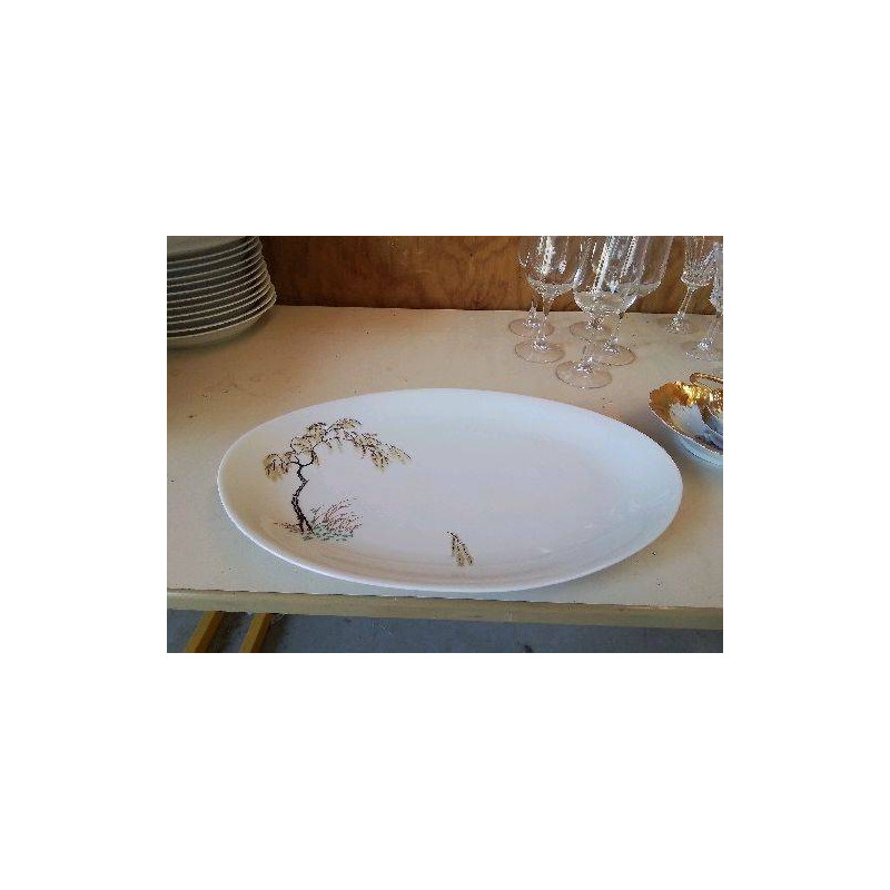 PLAT PORCELAINE DE LIMOGE ARBUSTE 