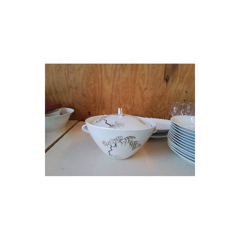 SOUPIÈRE PORCELAINE DE LIMOGE ARBUSTE 