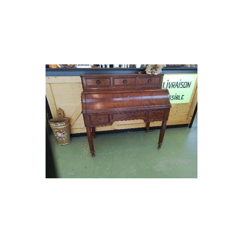 BUREAU A CYLINDRE EN ACAJOU XIXEME