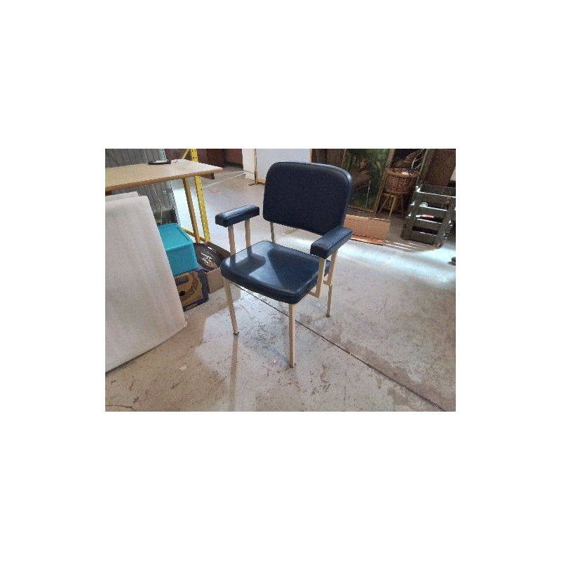 FAUTEUIL BUREAU CUIR BLEU 