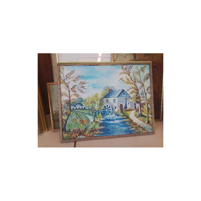 PEINTURE A L’HUILE  SUR BOIS ’ LE MOULIN’