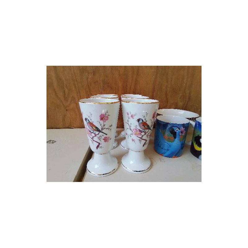 LOT DE 6 MAZAGRANS MOTIF OISEAU 