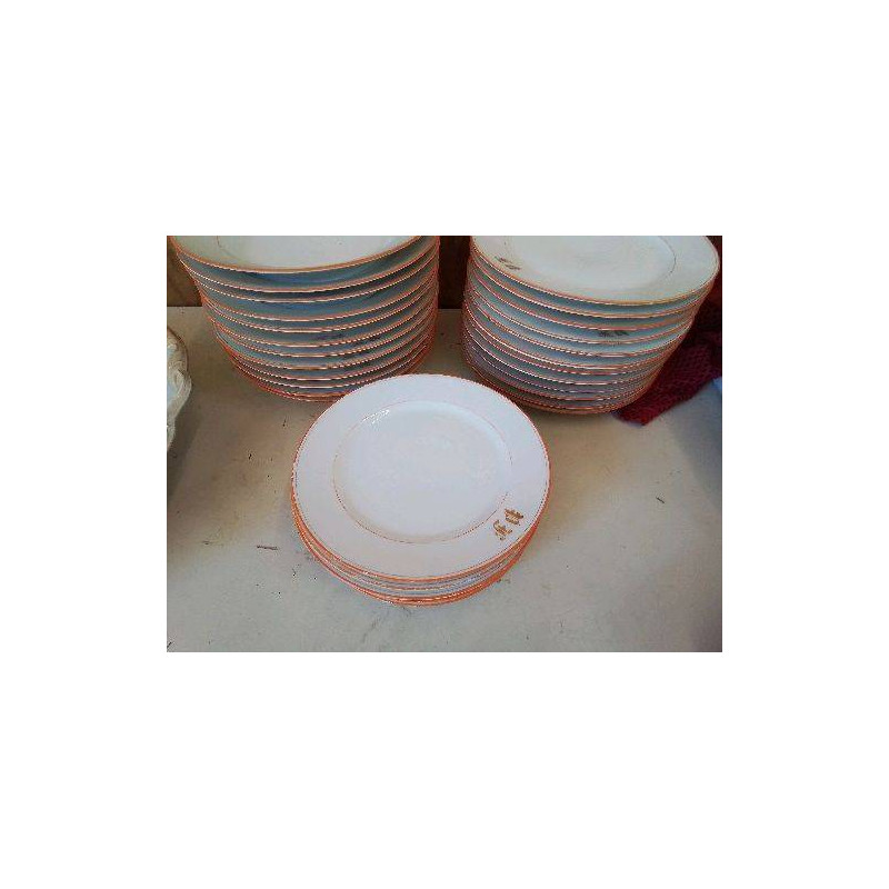 LOT DE 6 ASSIETTES À DESSERT ORANGE D’HÔTELLERIE 