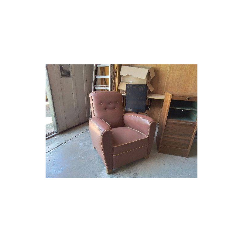 FAUTEUIL EN CUIR MARRON 