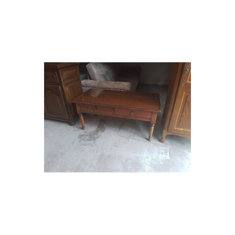 TABLE BASSE MERISIER PLATEAU VERRE