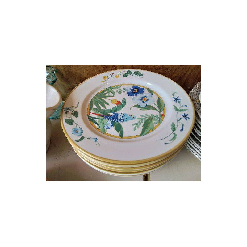 LOT DE 5 ASSIETTES DECORS PEROQUET
