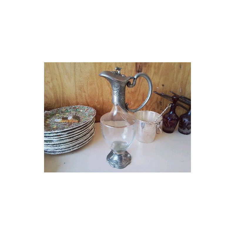 CARAFE EN VERRE ET ETAIN