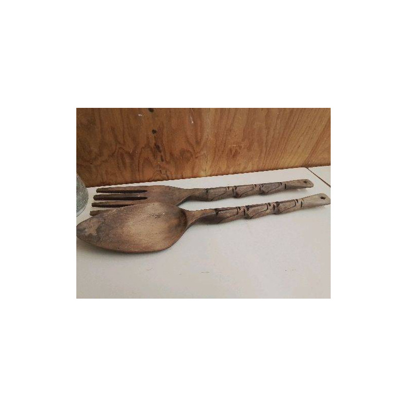 PAIRE DE 2 GEANTS COUVERTS EN BOIS 